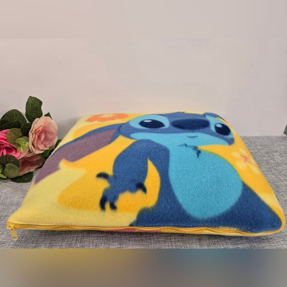 Cute Lilo and Stitch 2-in-1 Yelllow Plush Pillow/ Blanket 64'x50'
